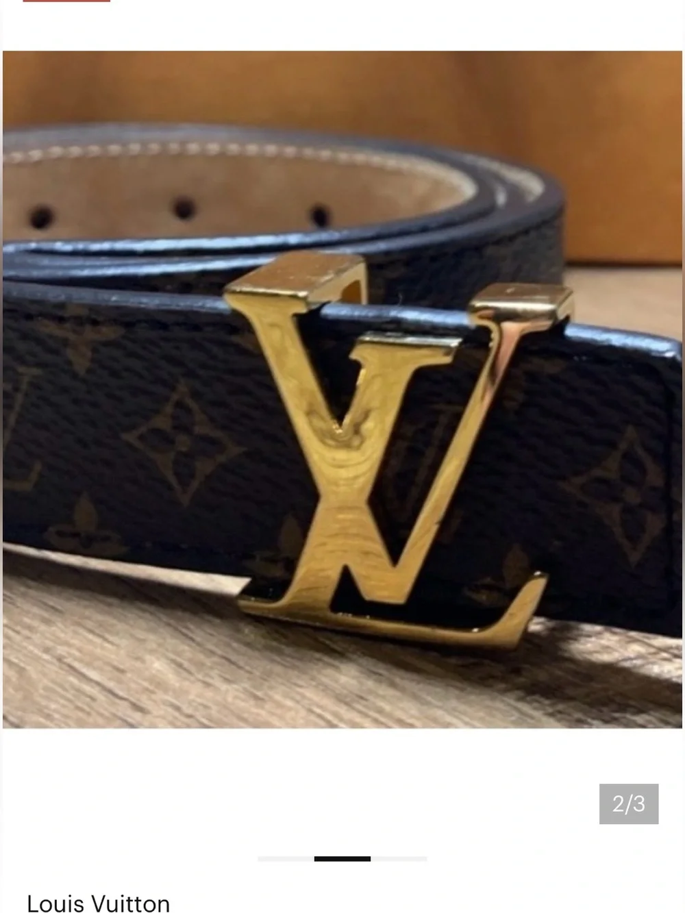 Louis Vuitton Monogram Mini 25mm Belt in Brown with Gold LV Buckle